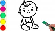 Учимся рисовать МАЛЫША! Видео раскраска для детей.