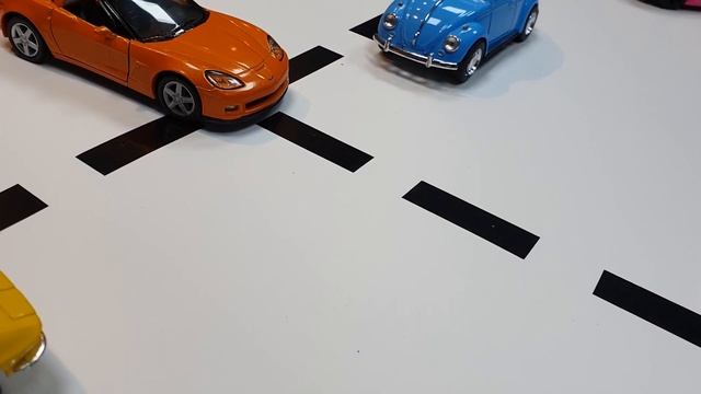 Lego animation with police car chasing pink car