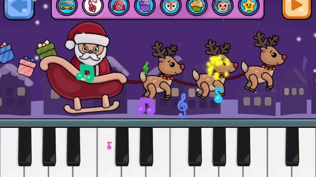 Новогодняя мелодия. Играй и подпевай! Играем на пианино. Игры для детей. Мультики для малышей.