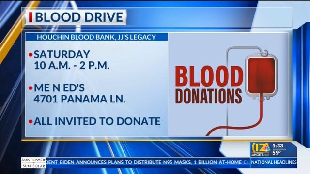 JJ's Legacy, Houchin Community Blood Bank to host blood donation drive on Saturday