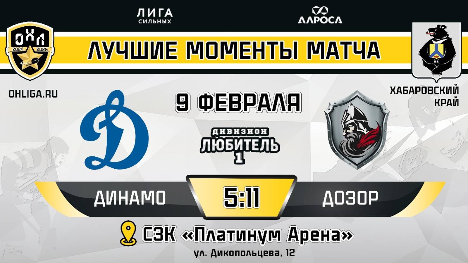 ОБЗОР / ДИНАМО - ДОЗОР / 9.02.25 / ОХЛ ХАБАРОВСК / ДИВИЗИОН ЛЮБИТЕЛЬ 1
