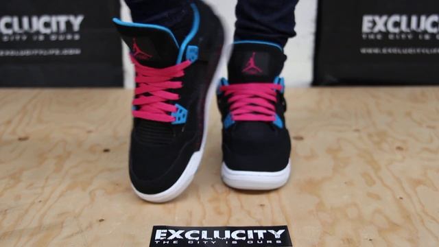 Air Jordan IV GS "Black/Dynamic Blue-White-Vivid Pink" - ON FEET EDITION @ EXCLUCITY