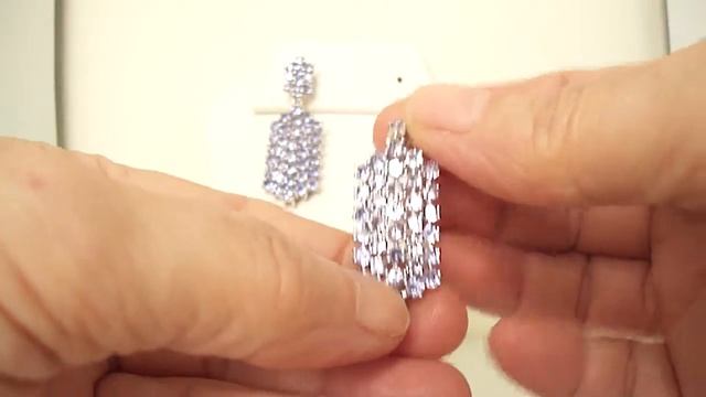 Dangle Light Blue & Lavender Tanzanite Earrings in Platinum Overlay Sterling Silver TCW 7.55 Cts.