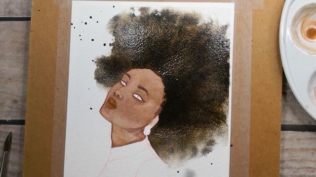 AFRO GIRL WATERCOLOR TUTORIAL and ESCODA BRUSHES REVIEW!!