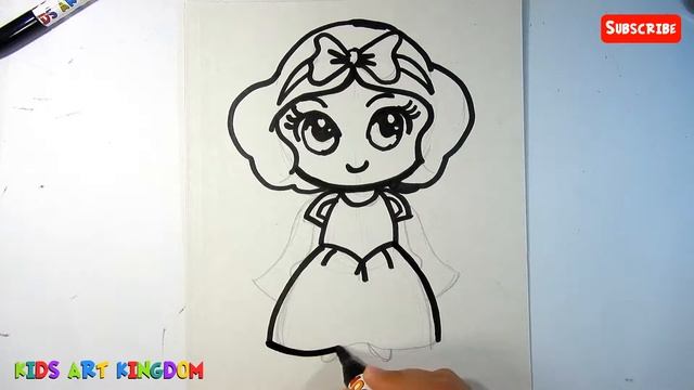 Snow White - Draw and Color (for Kids) Watercolor