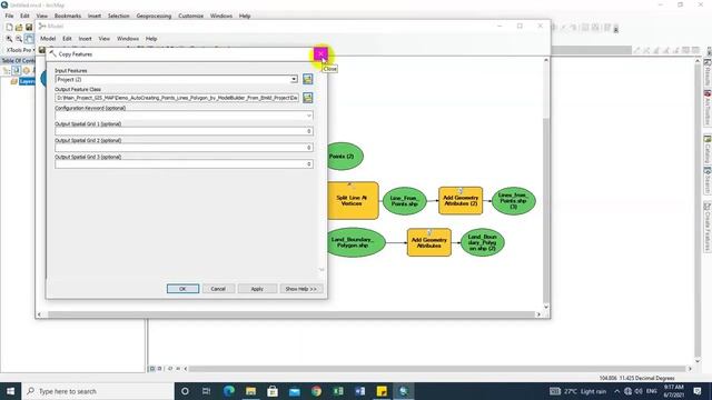 Demo Auto Creating Points Lines Polygon by Model Builder From DGPS Emild Device
