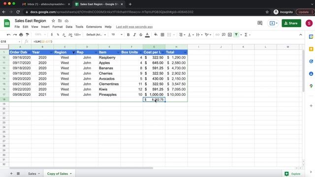 How to only sum visible values with filtered data