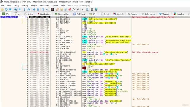 10. Debugging basics with x64dbg 4. Lab x64dbg 2 Navigation