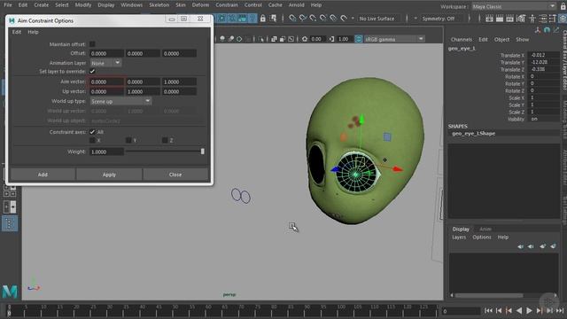 49 - Connecting the Eye-controls by Using an Aim-constraint