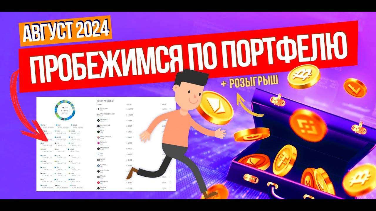 ПРОБЕЖИМСЯ ПО ПОРТФЕЛЮ! Августовский обзор моего криптопортфеля. Профит всё меньше, но ещё не минус.