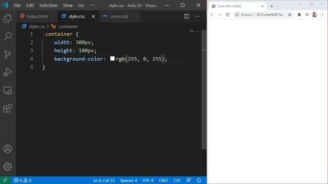 Frontend - Entendo o HTML com o CSS - 0420 - Cores RGB e RGBA