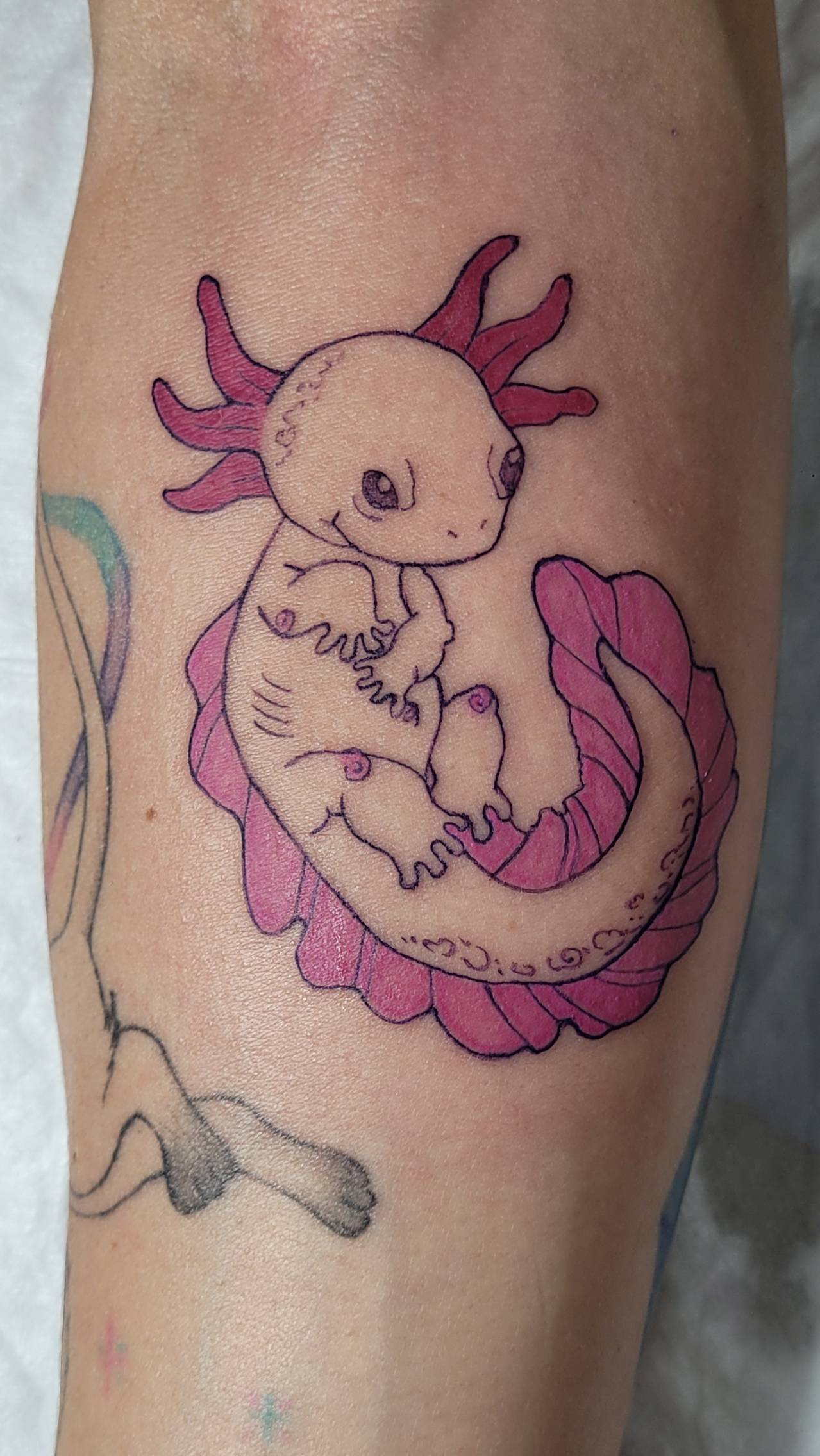 Тату Аксолотль.
Завершение сеанса.