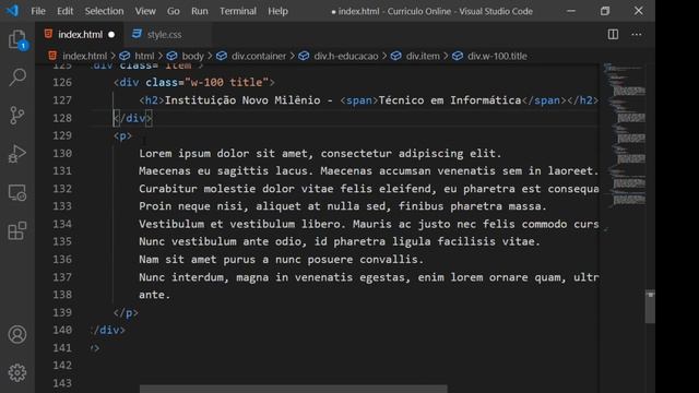 Frontend - Criando seu currículo - 0438 - CV - Projeto Prático (Parte 1)