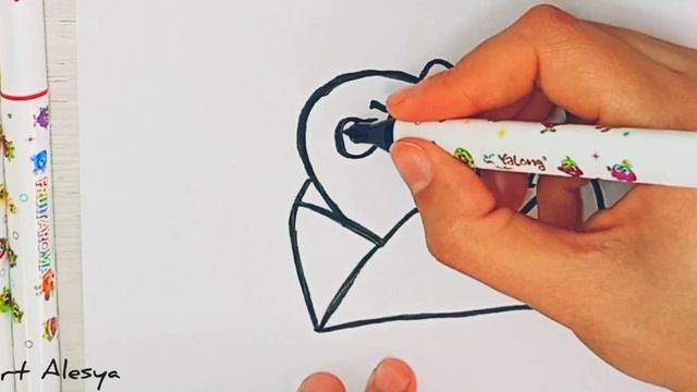 Как нарисовать сердце 💓 Простой рисунок для любимых людей/Рисунок сердечко в конверте 🥰💓😍