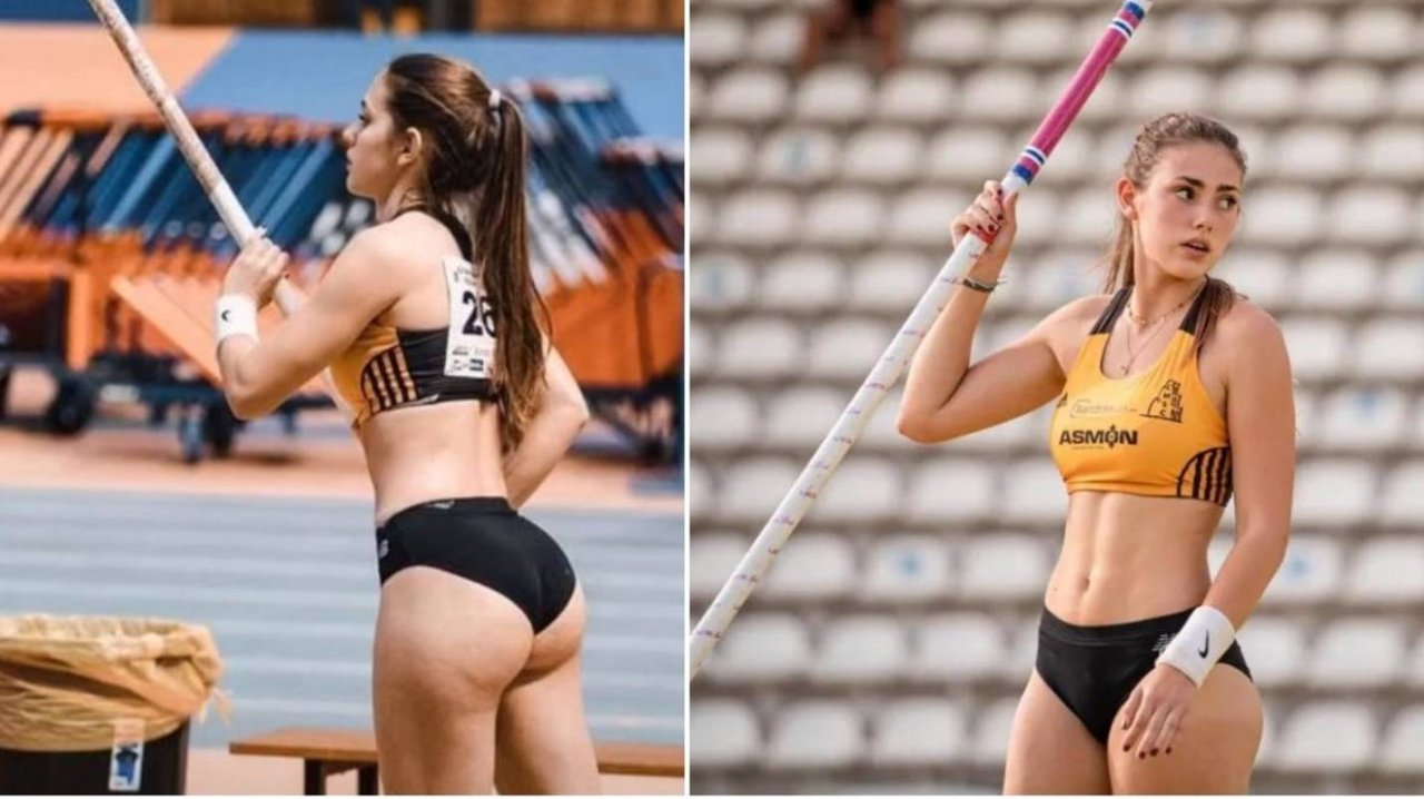 Очень красивая девушка и длинный шест