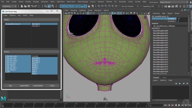 34 - Creating Deformation for Mouth Up_Down and Mirroring Lip Corner Channels