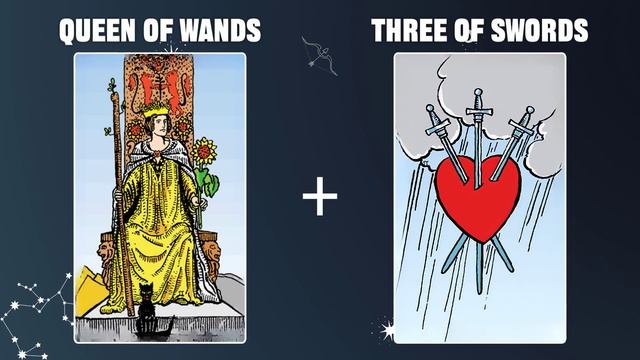Queen of Wands & Three of Swords 💡TAROT CARD COMBINATION AND MEANING