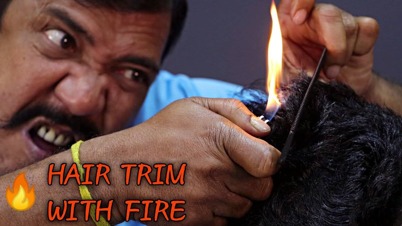 Hair Trimming with Fire | Fire Trim by Asim Barber | Neck Crack | Hair Crack | ASMR