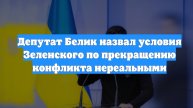 Депутат Белик назвал условия Зеленского по прекращению конфликта нереальными