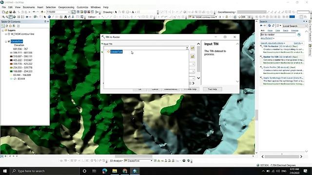 Tutorial Membuat TIN dan Slope Model Dari Data Kontur (Contours Line) | ArcGIS/ArcMap