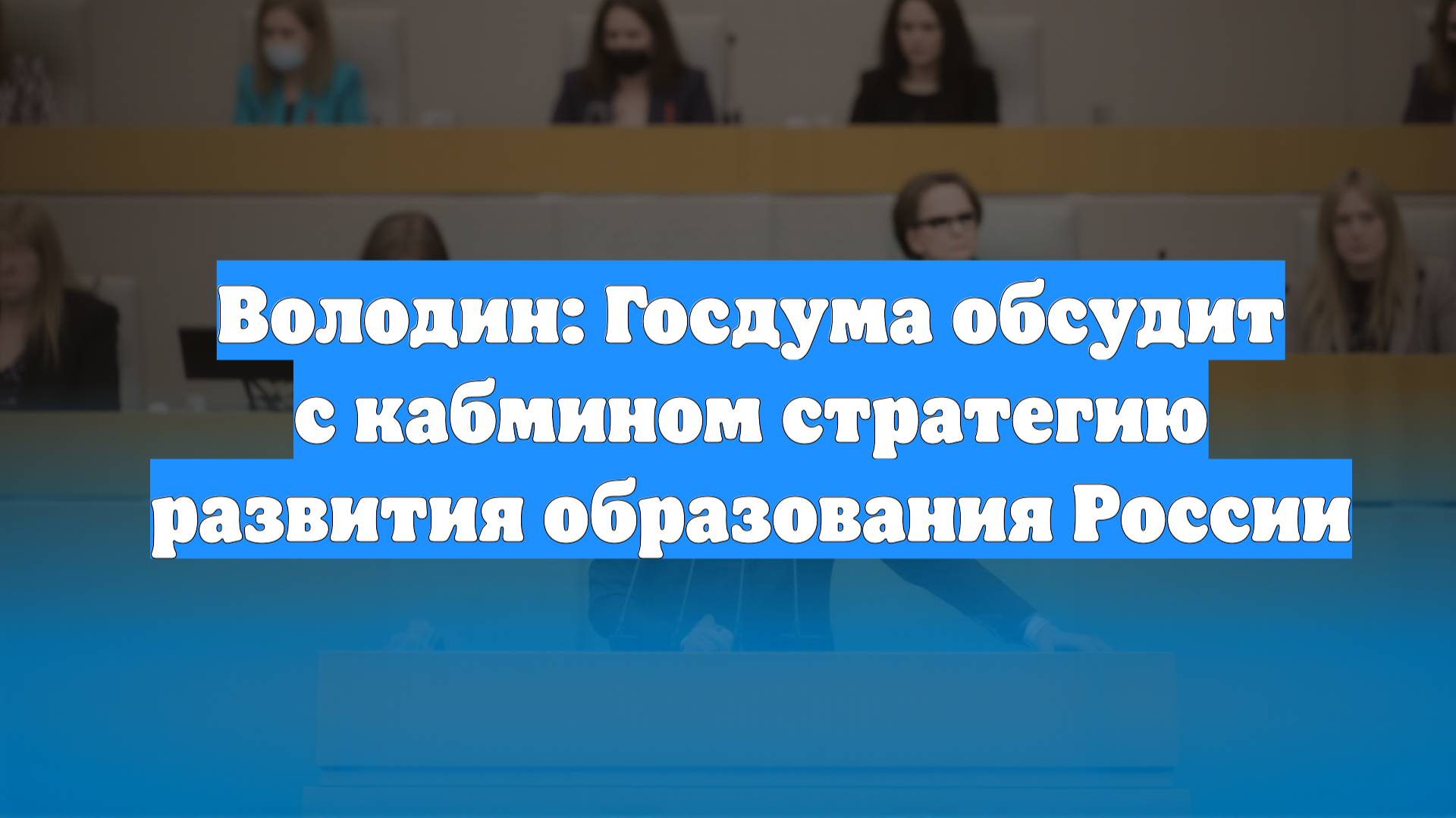 Володин: Госдума обсудит с кабмином стратегию развития образования России