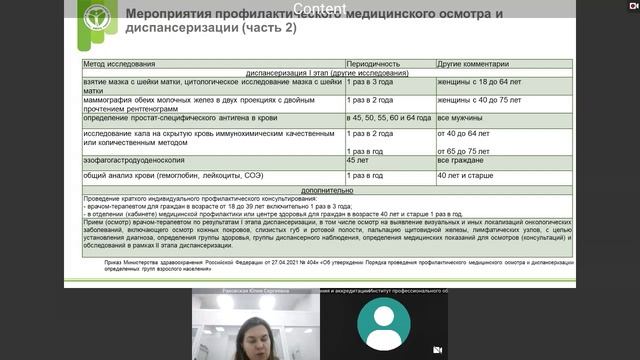 Раковская Ю. С. Общие вопросы организации профилактического медицинского осмотра