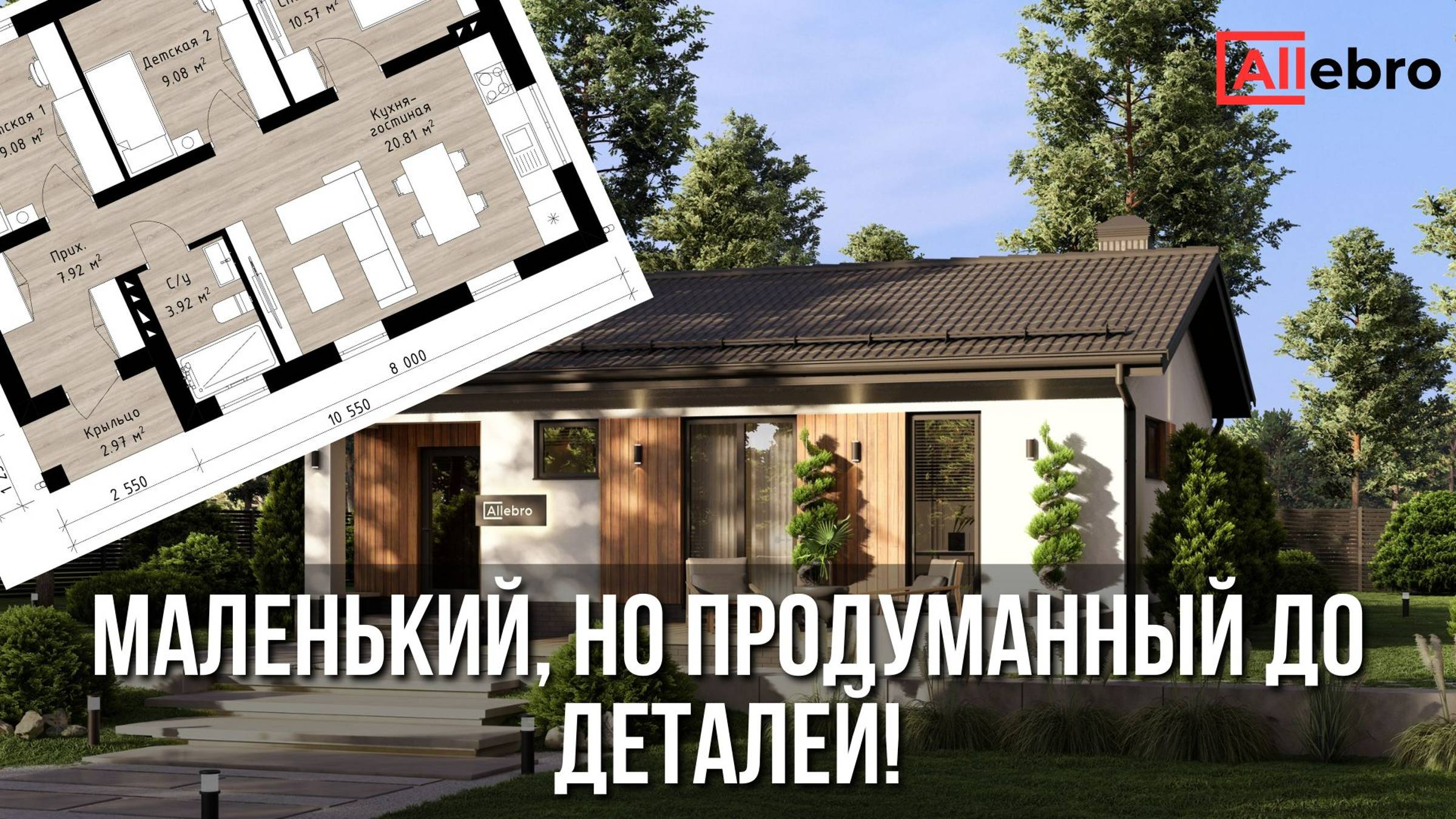 Обзор одноэтажного дома 65 м² | Проект Allebro 65
