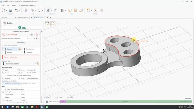 Фрезерная обработка (2,5Д) детали в программе eCAM V5.0 Часть 1