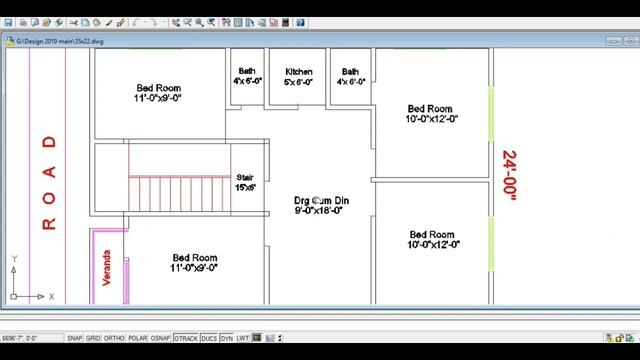 Small Home plan 34'x24' cost 9 lac