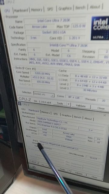 Как греется Intel Core Ultra 7 265K при охлаждении Arctic Freezer III 360 в Cinebench R23?