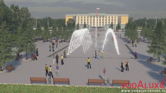 3D визуализация. Проект пешеходного цветомузыкального фонтана на площади в Ижевске N149