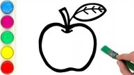 Учимся рисовать ЯБЛОКО! Раскраска фрукты для детей.