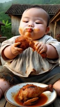 Ребёнок ест еду