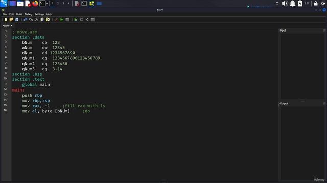 16. Data Display Debugger 1. Developing another Assembly Program to Analyze with DDD