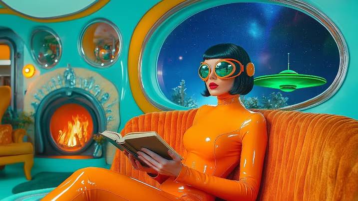 [4K] 4h of Relaxing Retro-Future Ai JAZZ ~ Interdimensional Radio TV #scifiart #retro