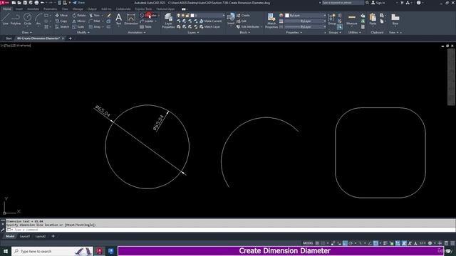 6. Create Dimension Diameter