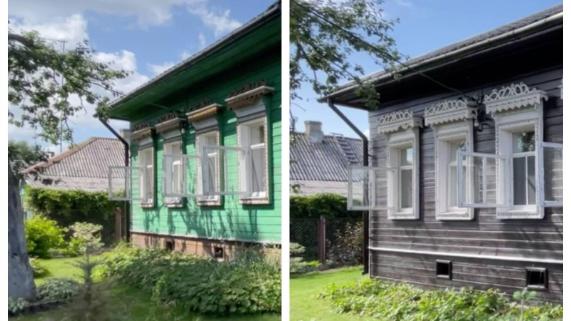 Полная малярная реставрация деревянного дома и забора.