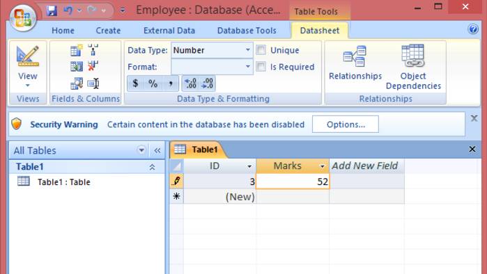 Создание таблицы, используя MS Access. Работа с базами данных.