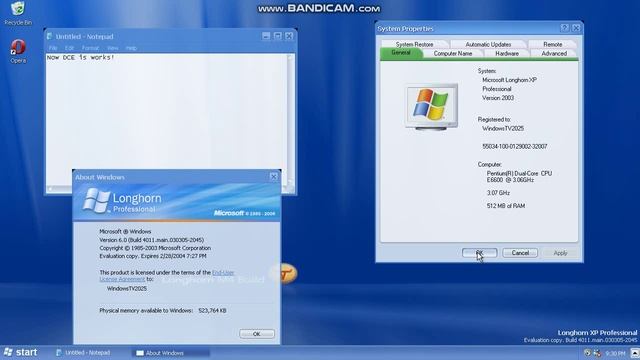 Тест Desktop Compositing Engine на Windows Longhorn Build 4011