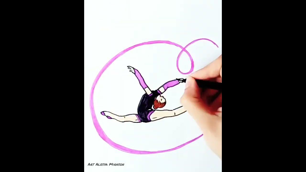 Рисую гимнастку с лентой)