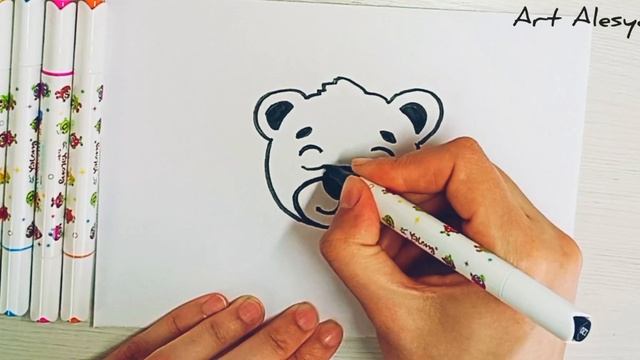 Рисую простой и лёгкий рисунок милого мишки/Как нарисовать мишку!