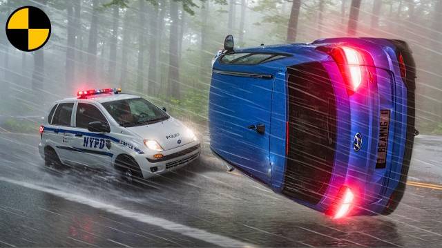 Эпические аварии В ДОЖДЬ, живые маникены in BeamNG.Drive