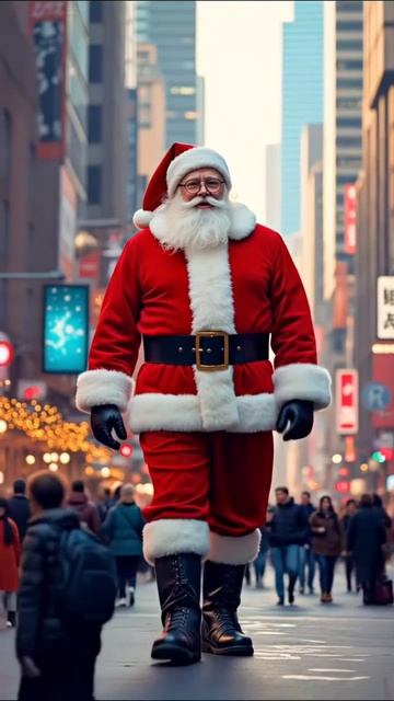 Санта Клаус идёт по городу