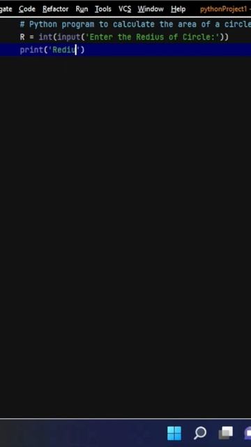 How to write a Python program to calculate the Area of a Circle? #shorts