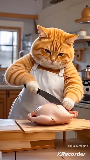 Хитрая Кошка обманул съел петуха