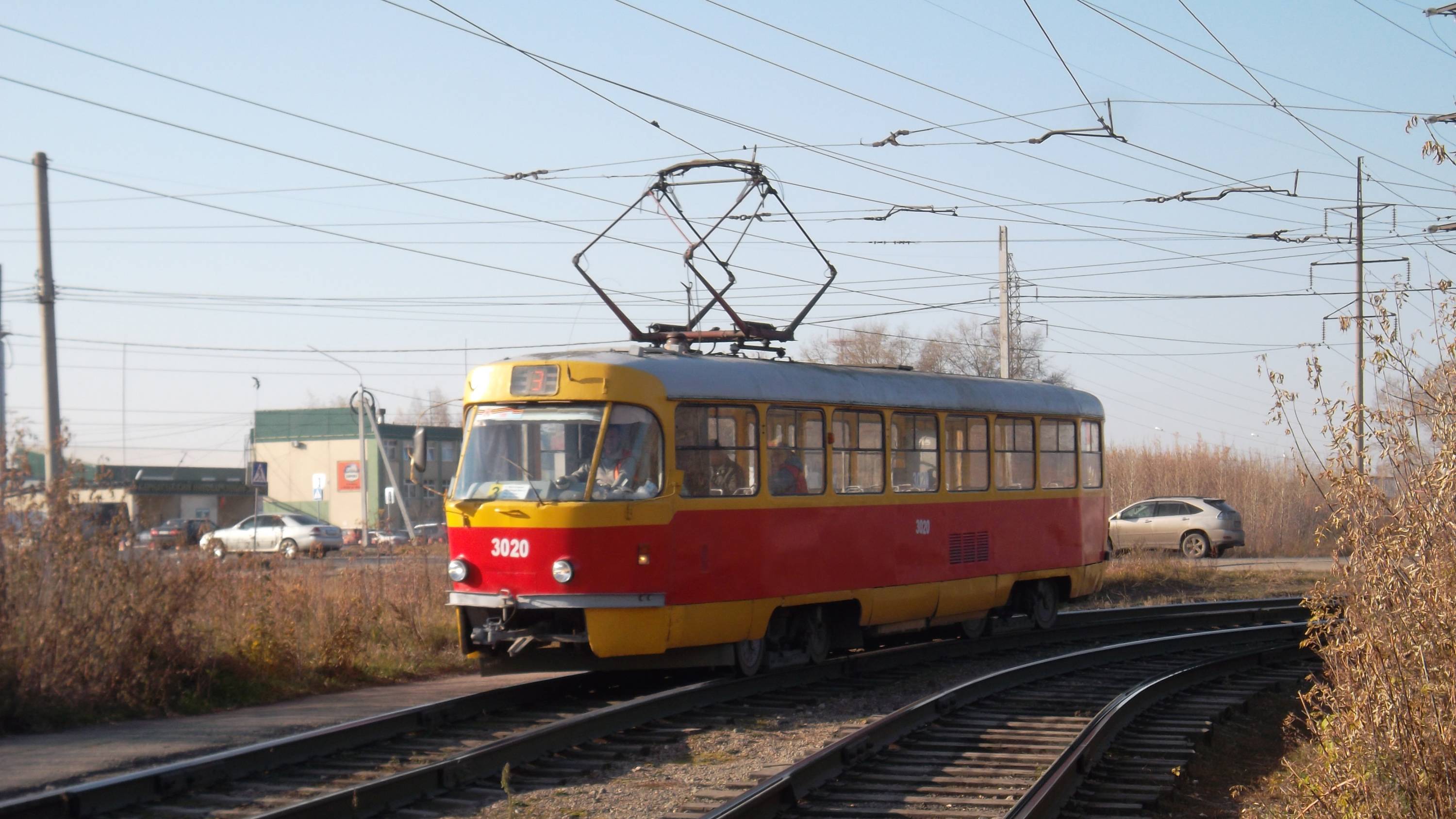 Трамвай Tatra T3SU-3020. Покатушки по Барнаулу.