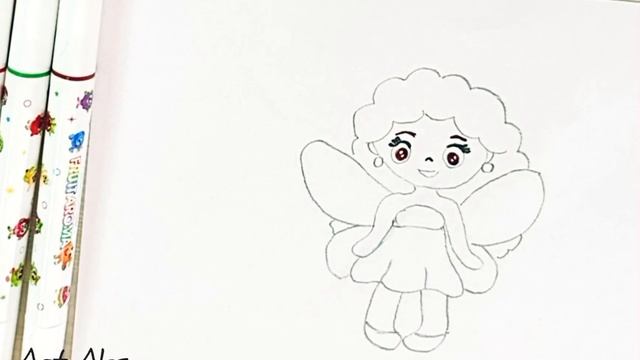 Рисую милую сказочную фею для деток/Как нарисовать фею/Рисунок феи😍