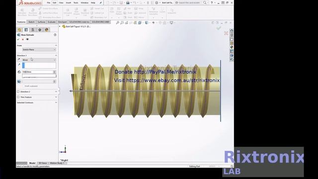 Tutorial designing hexagon self taped screw   extrude   sketch  plane  helix    solidworks