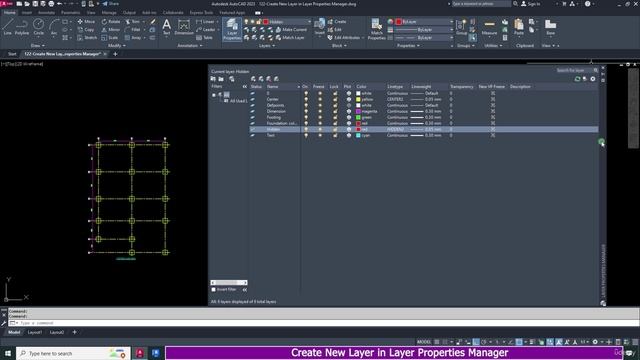 1. Create New Layer in Layer Properties Manager
