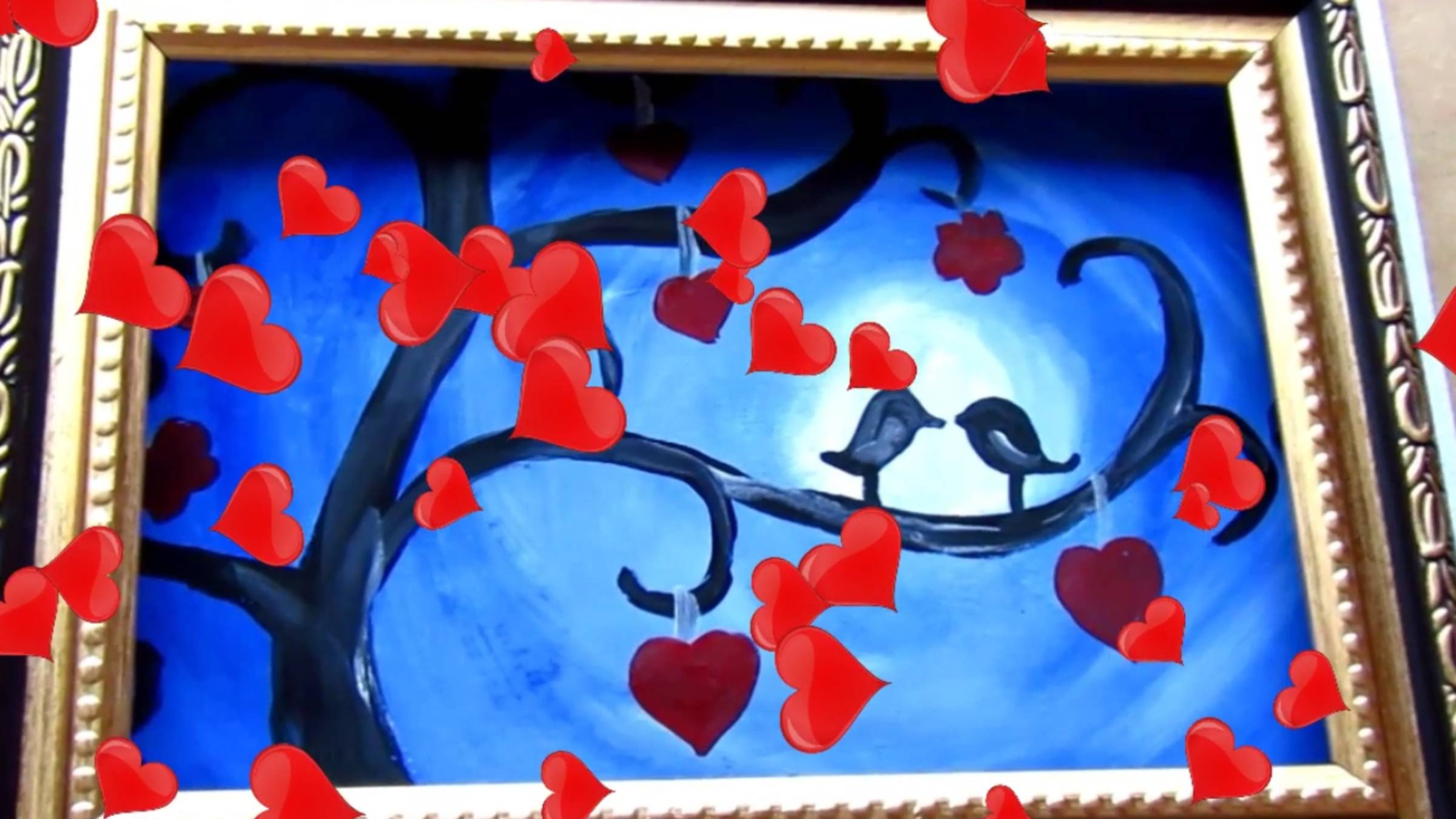 Дерево с птичками сказочный рисунок гуашью. Урок ИЗО. Романтичное дерево с птичками и сердечками.